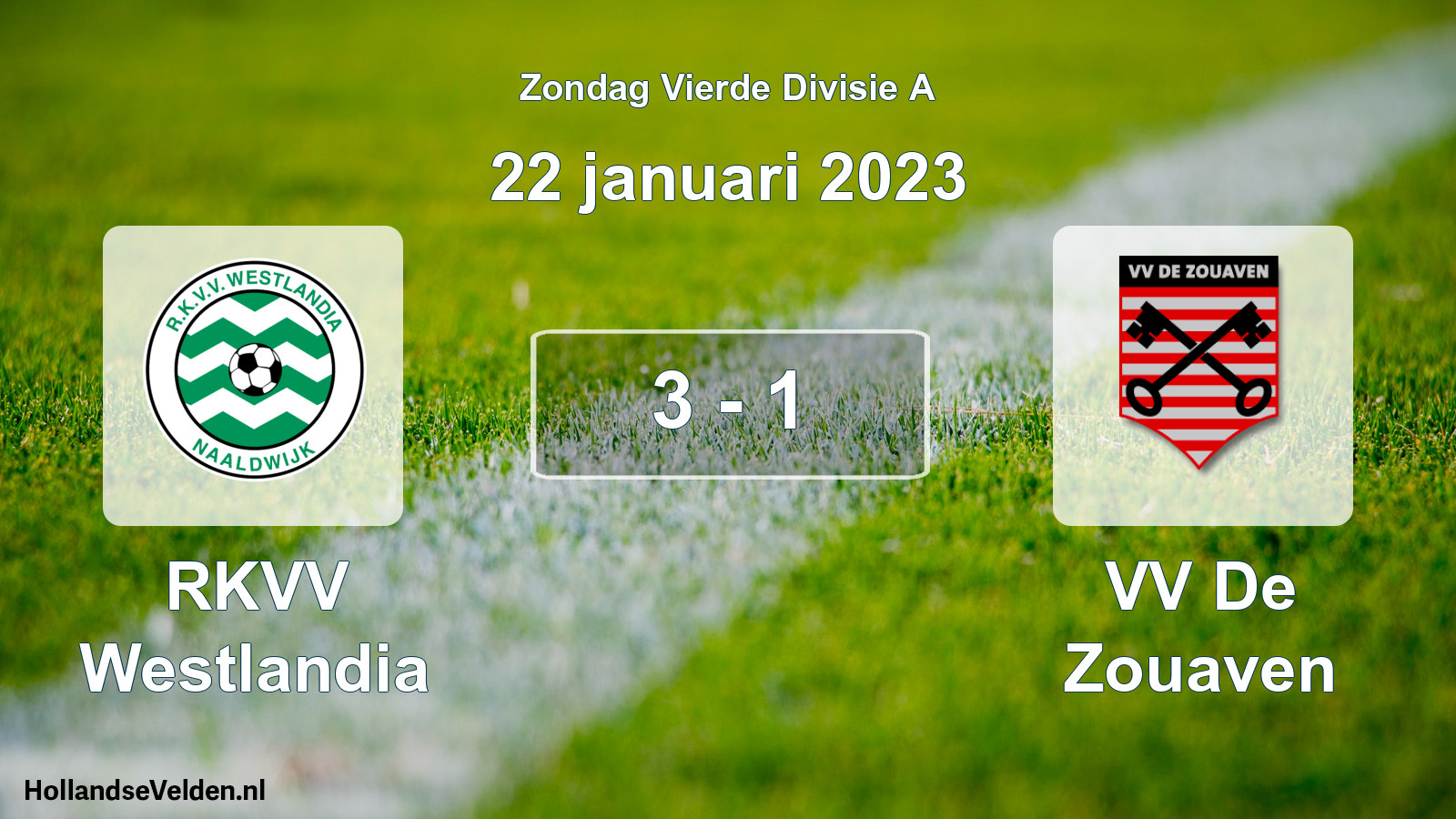 Total number of matches played: RKVV Westlandia - VV De Zouaven 3 - 1 (22 January 2023)