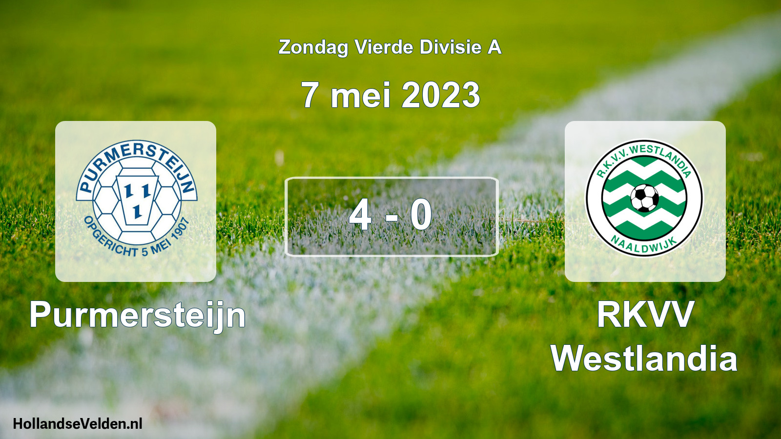 Total number of matches played: Purmersteijn - RKVV Westlandia 4 - 0 (7 May 2023)