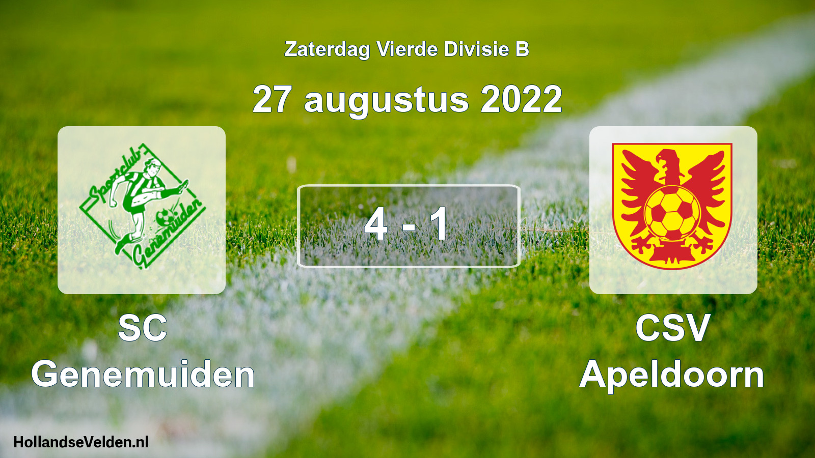 Gespeelde wedstrijd: SC Genemuiden - CSV Apeldoorn 4 - 1 (27 augustus 2022)