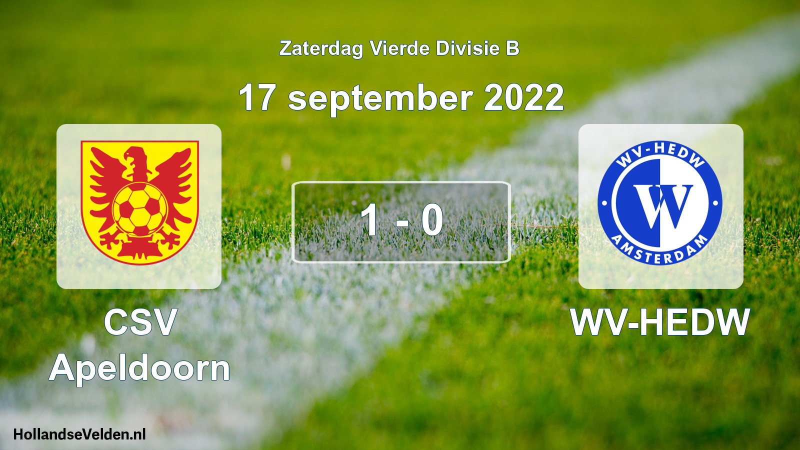 Total number of matches played: CSV Apeldoorn - WV-HEDW 1 - 0 (17 September 2022)