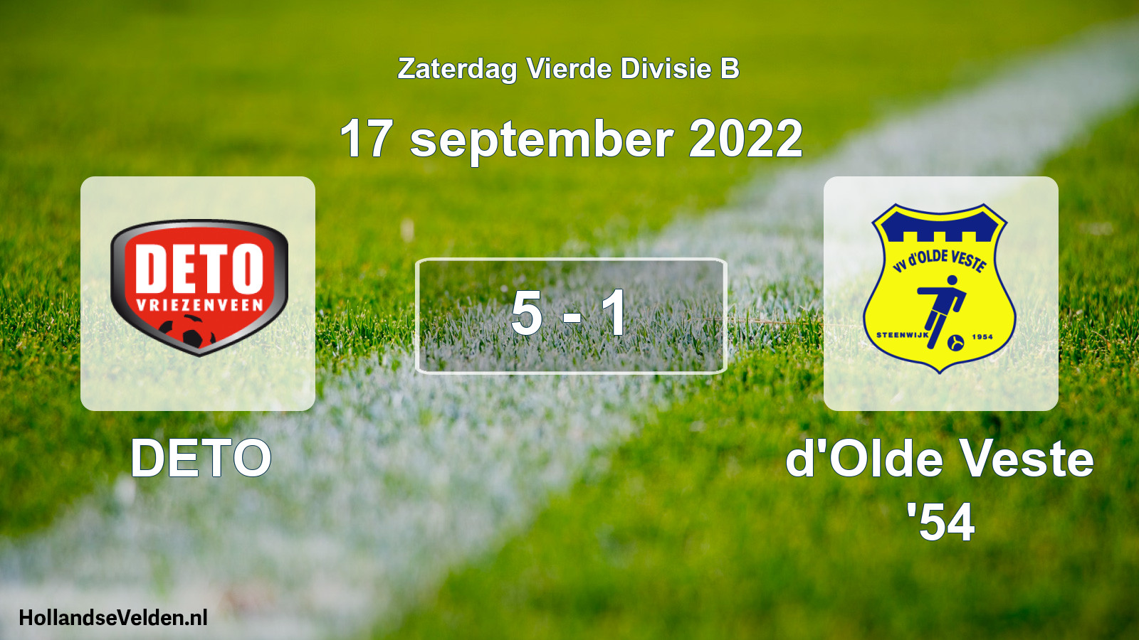 Total number of matches played: DETO - d'Olde Veste '54 5 - 1 (17 September 2022)