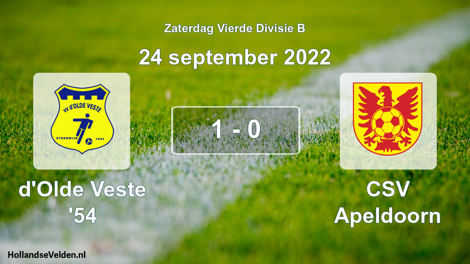 Total number of matches played: d'Olde Veste '54 - CSV Apeldoorn 1 - 0 (24 September 2022)