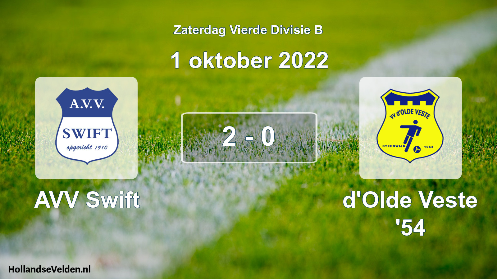 Total number of matches played: AVV Swift - d'Olde Veste '54 2 - 0 (1 October 2022)