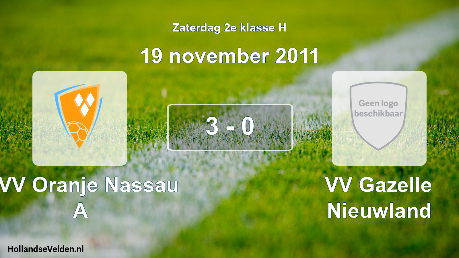 Total number of matches played: CVV Oranje Nassau A - VV Gazelle Nieuwland 3 - 0 (19 November 2011)