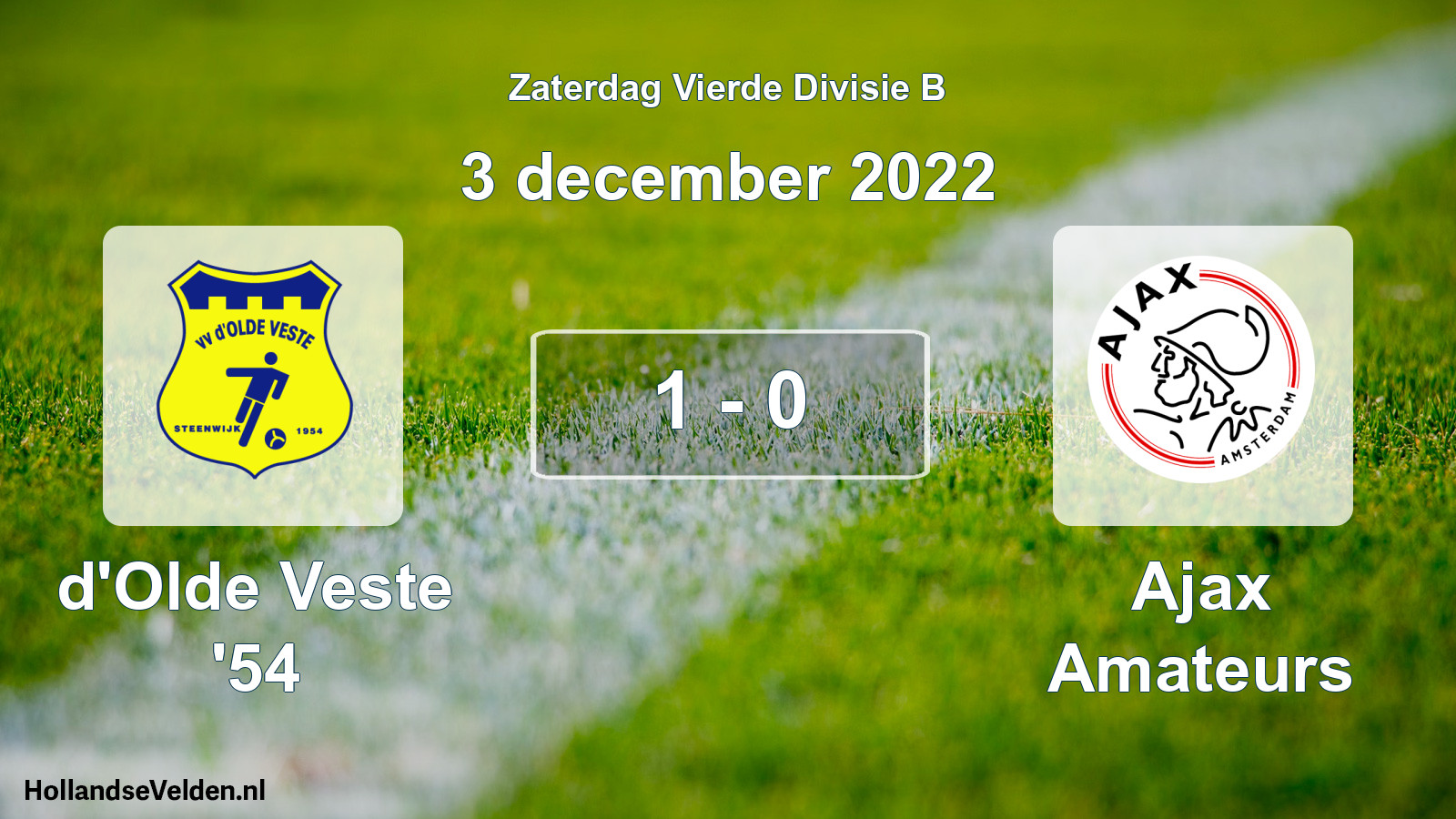 Total number of matches played: d'Olde Veste '54 - Ajax Amateurs 1 - 0 (3 December 2022)
