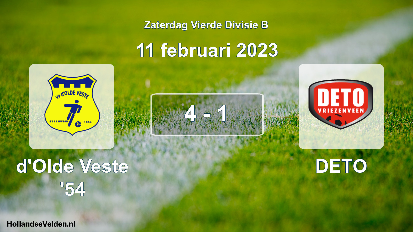 Total number of matches played: d'Olde Veste '54 - DETO 4 - 1 (11 February 2023)