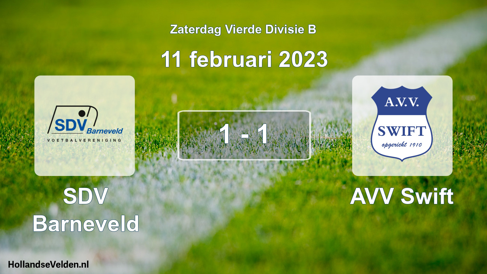 Total number of matches played: SDV Barneveld - AVV Swift 1 - 1 (11 February 2023)