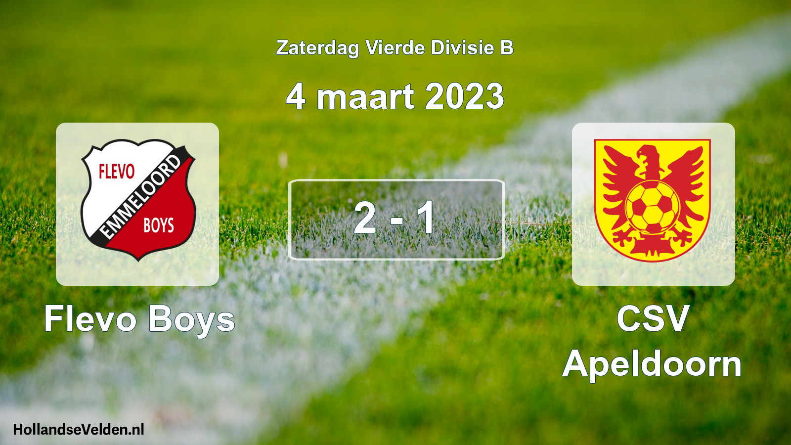 Total number of matches played: Flevo Boys - CSV Apeldoorn 2 - 1 (4 March 2023)