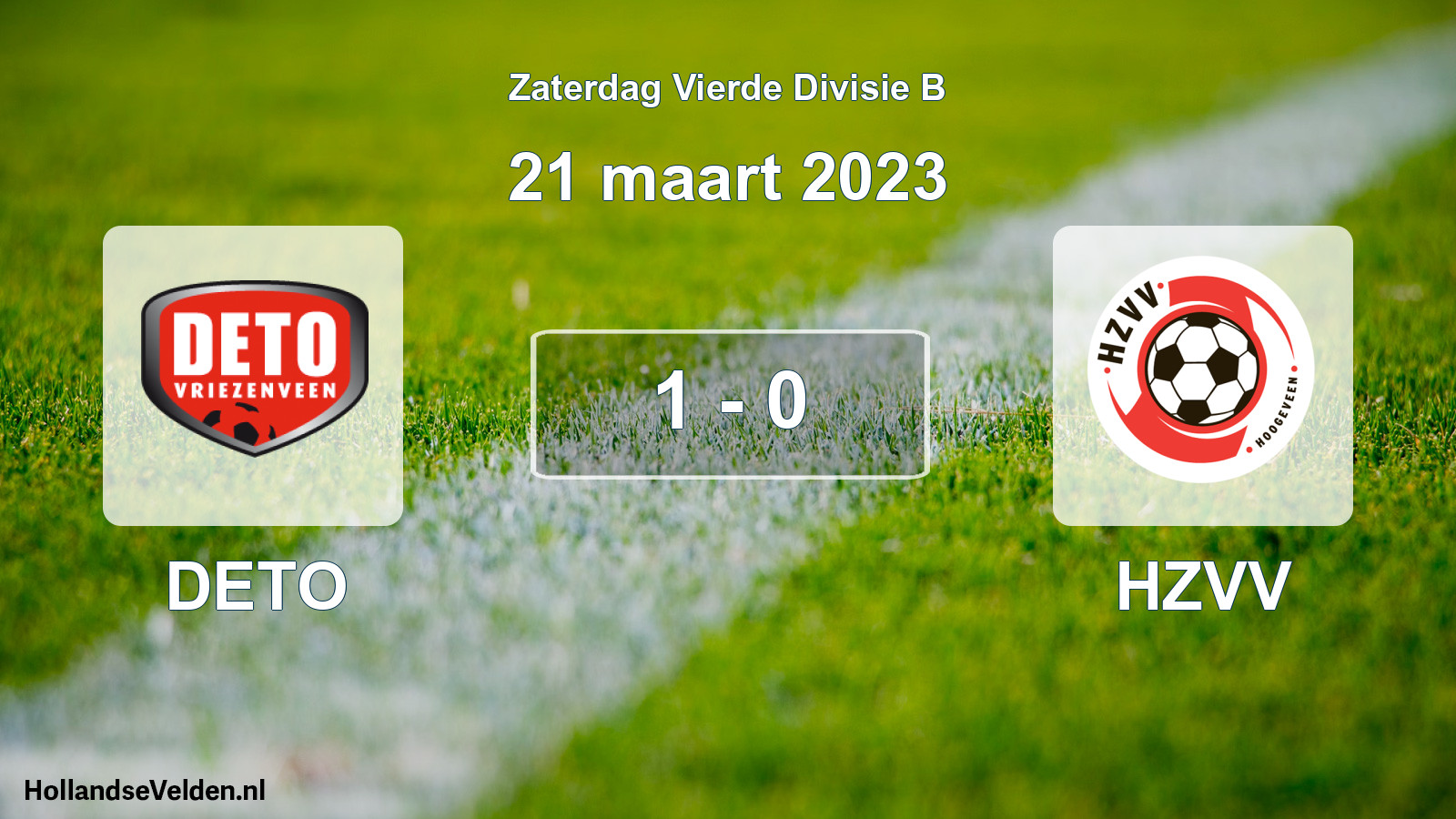 Total number of matches played: DETO - HZVV 1 - 0 (21 March 2023)