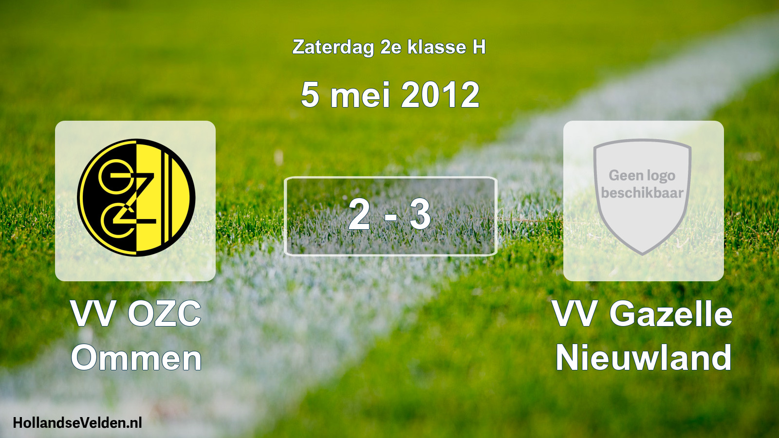 Total number of matches played: VV OZC Ommen - VV Gazelle Nieuwland 2 - 3 (5 May 2012)
