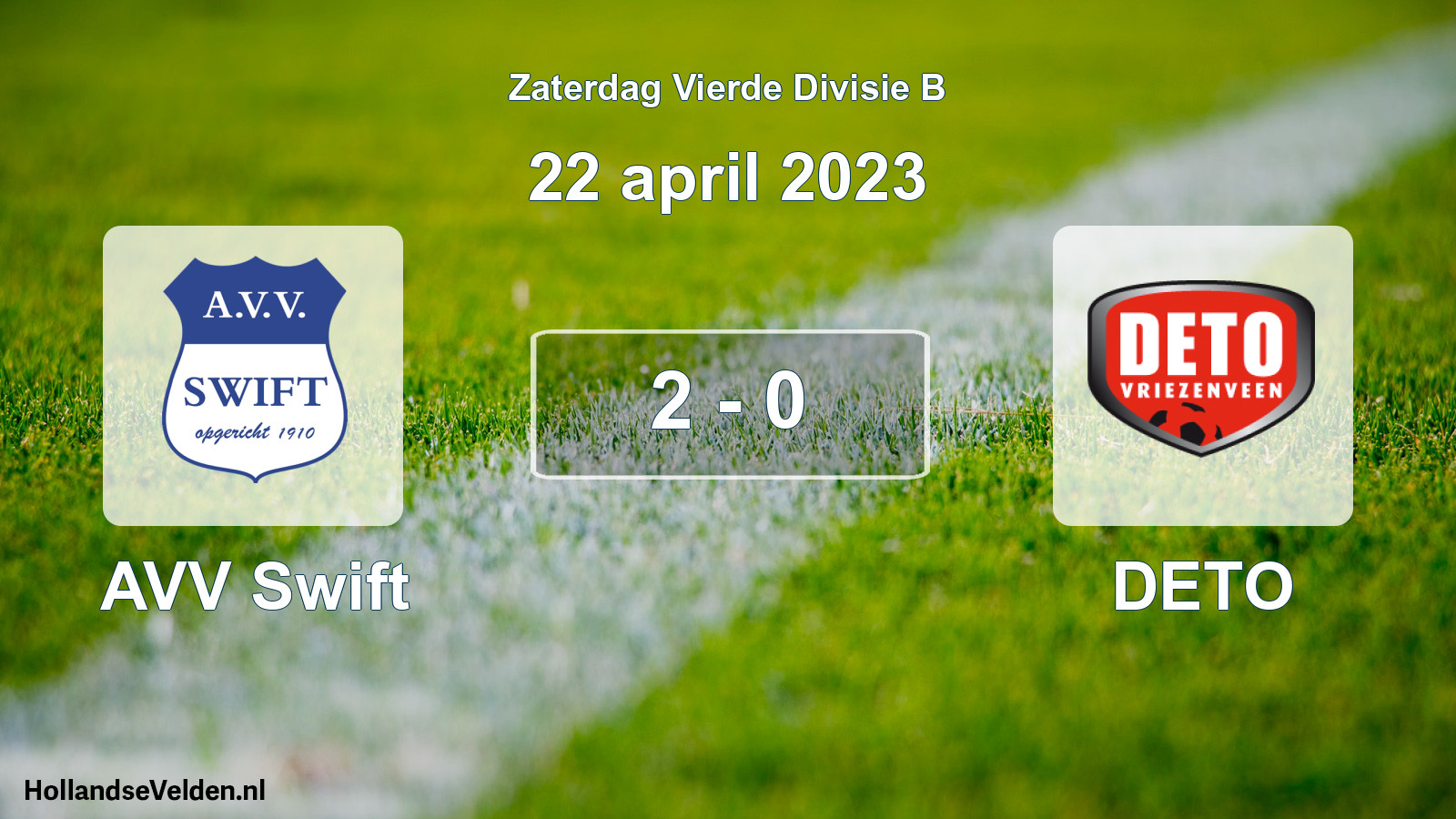 Total number of matches played: AVV Swift - DETO 2 - 0 (22 April 2023)