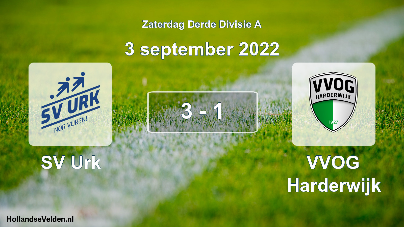 Total number of matches played: SV Urk - VVOG Harderwijk 3 - 1 (3 September 2022)