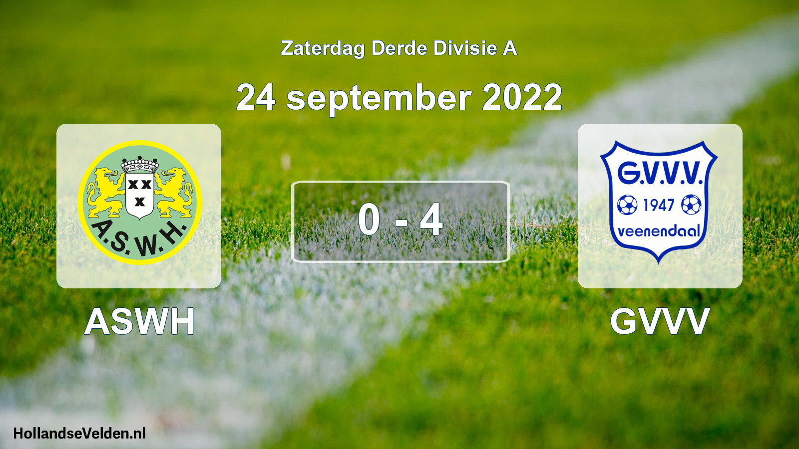 Total number of matches played: ASWH - GVVV 0 - 4 (24 September 2022)