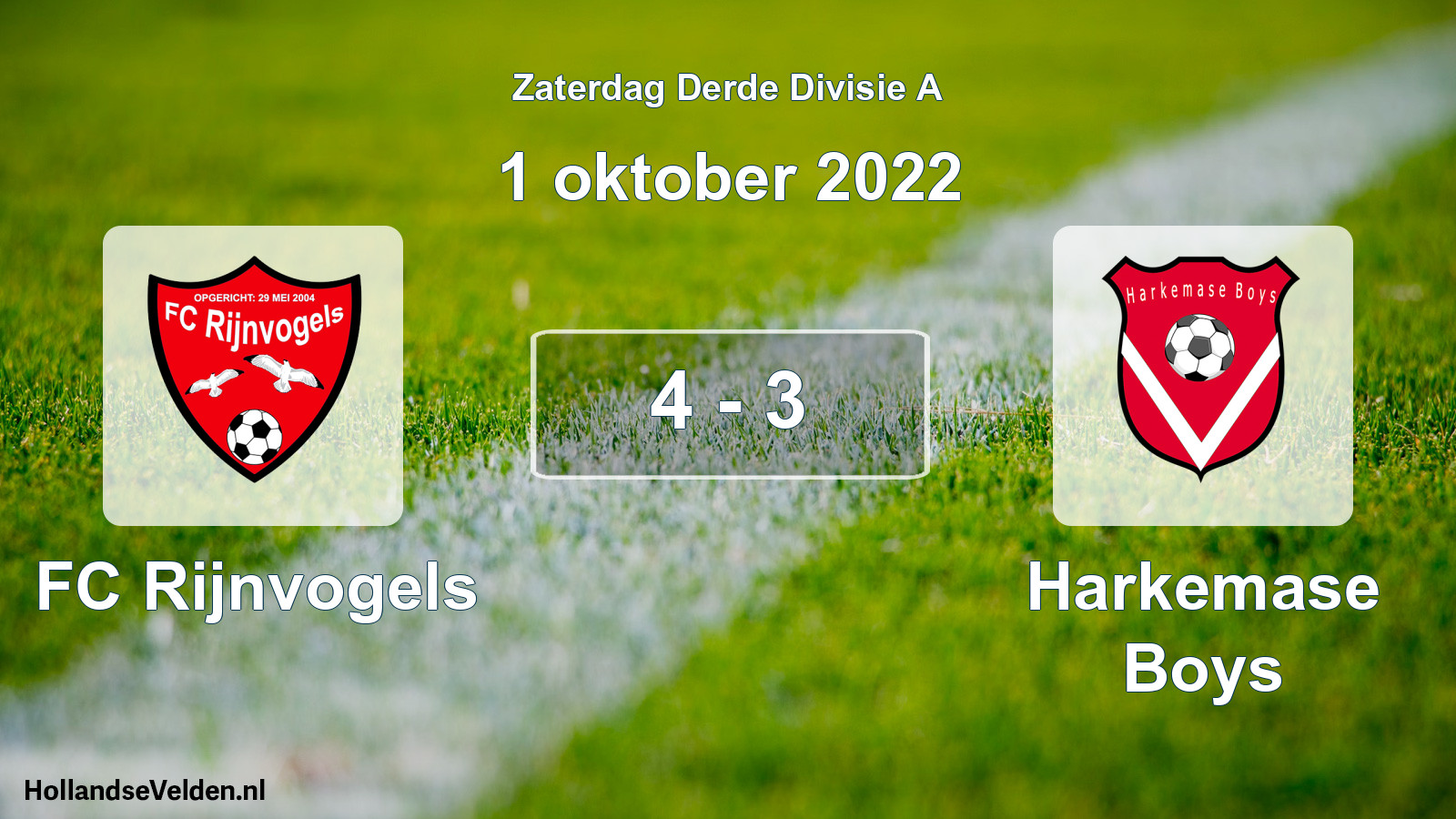 Total number of matches played: FC Rijnvogels - Harkemase Boys 4 - 3 (1 October 2022)