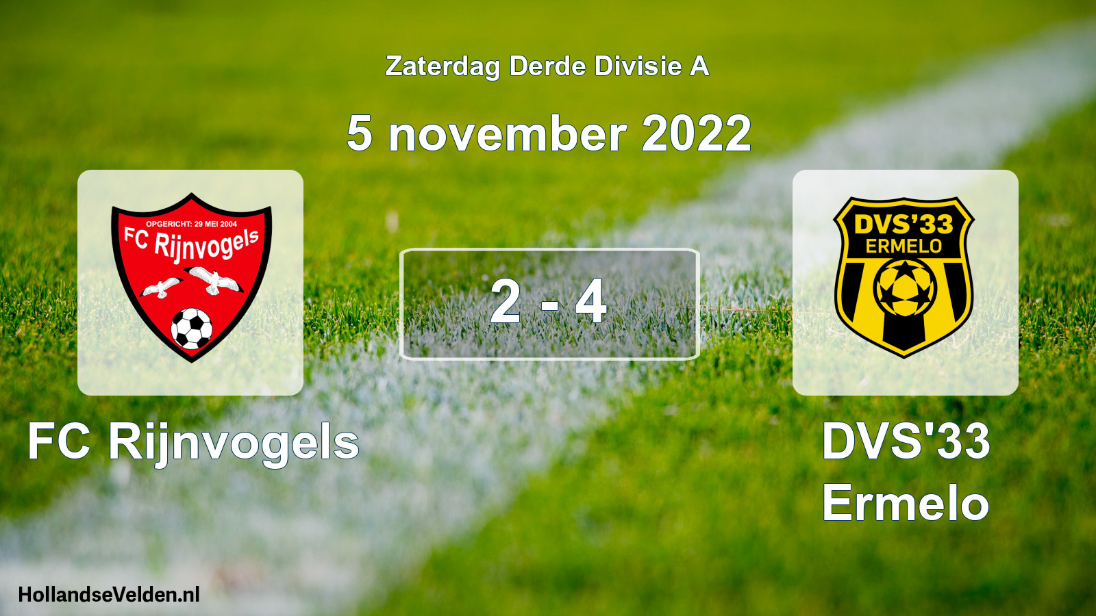 Total number of matches played: FC Rijnvogels - DVS'33 Ermelo 2 - 4 (5 November 2022)