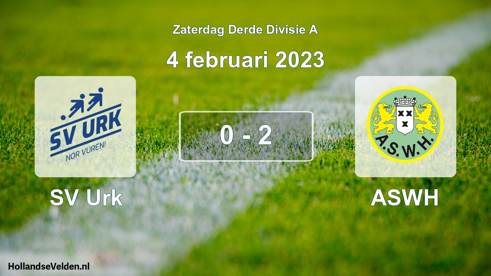 Total number of matches played: SV Urk - ASWH 0 - 2 (4 February 2023)