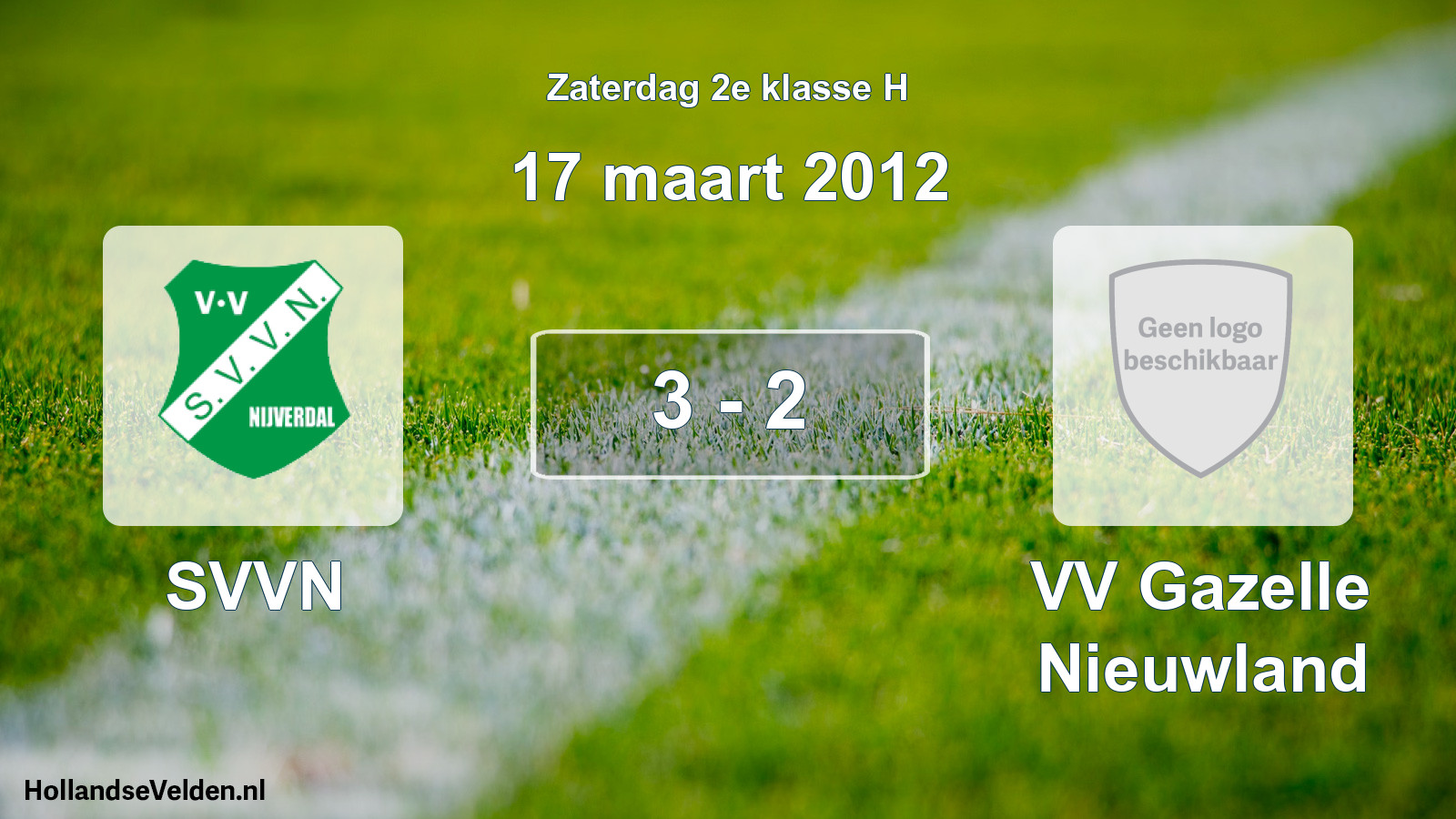 Total number of matches played: SVVN - VV Gazelle Nieuwland 3 - 2 (17 March 2012)