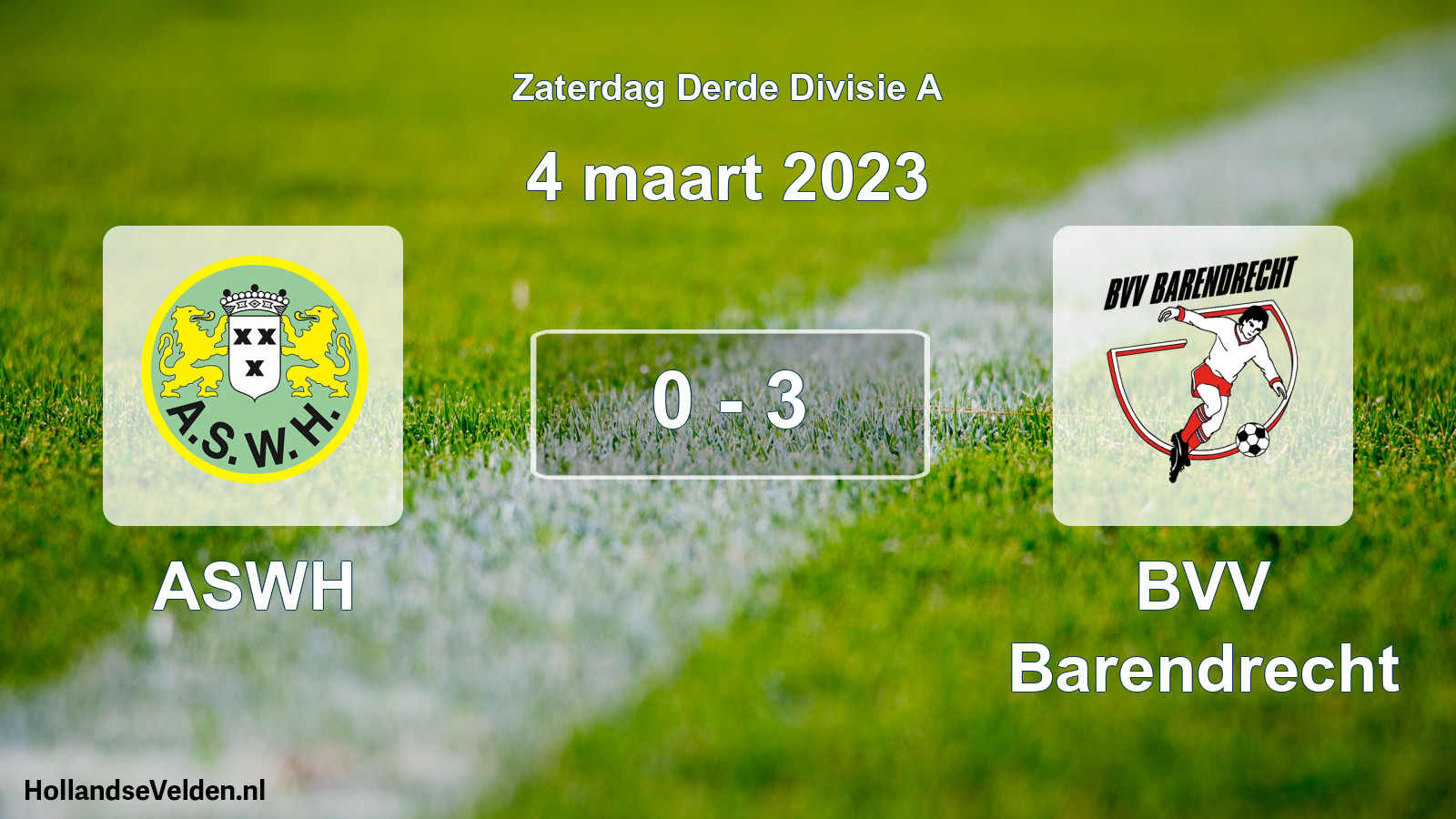 Total number of matches played: ASWH - BVV Barendrecht 0 - 3 (4 March 2023)