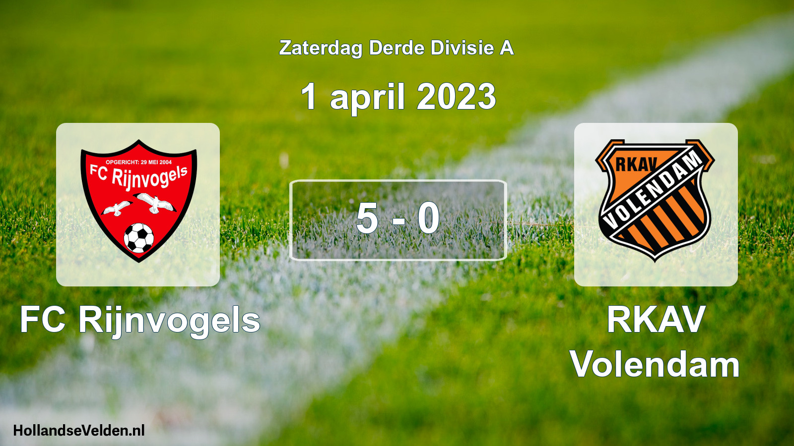Total number of matches played: FC Rijnvogels - RKAV Volendam 5 - 0 (1 April 2023)