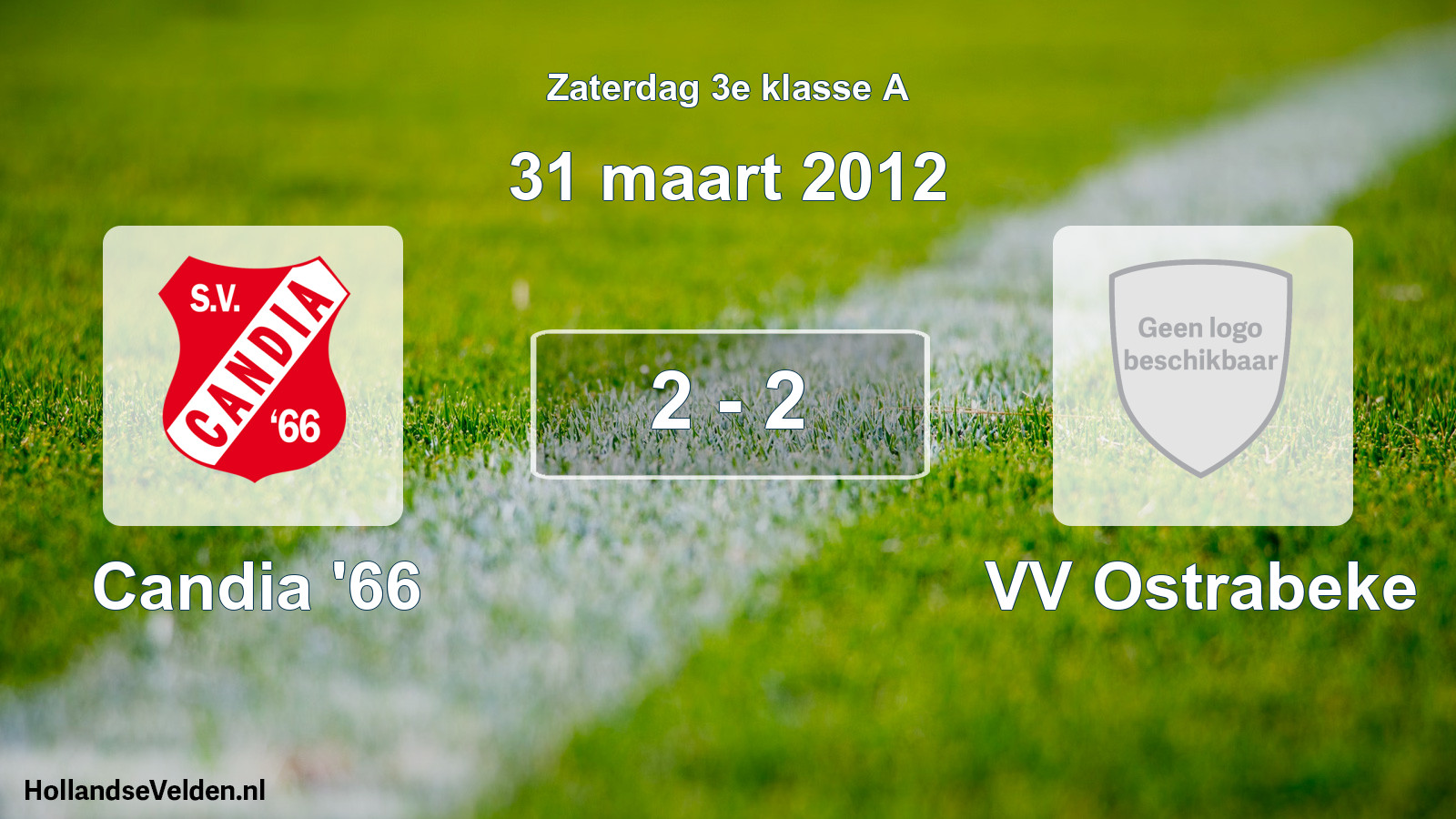 Total number of matches played: Candia '66 - VV Ostrabeke 2 - 2 (31 March 2012)