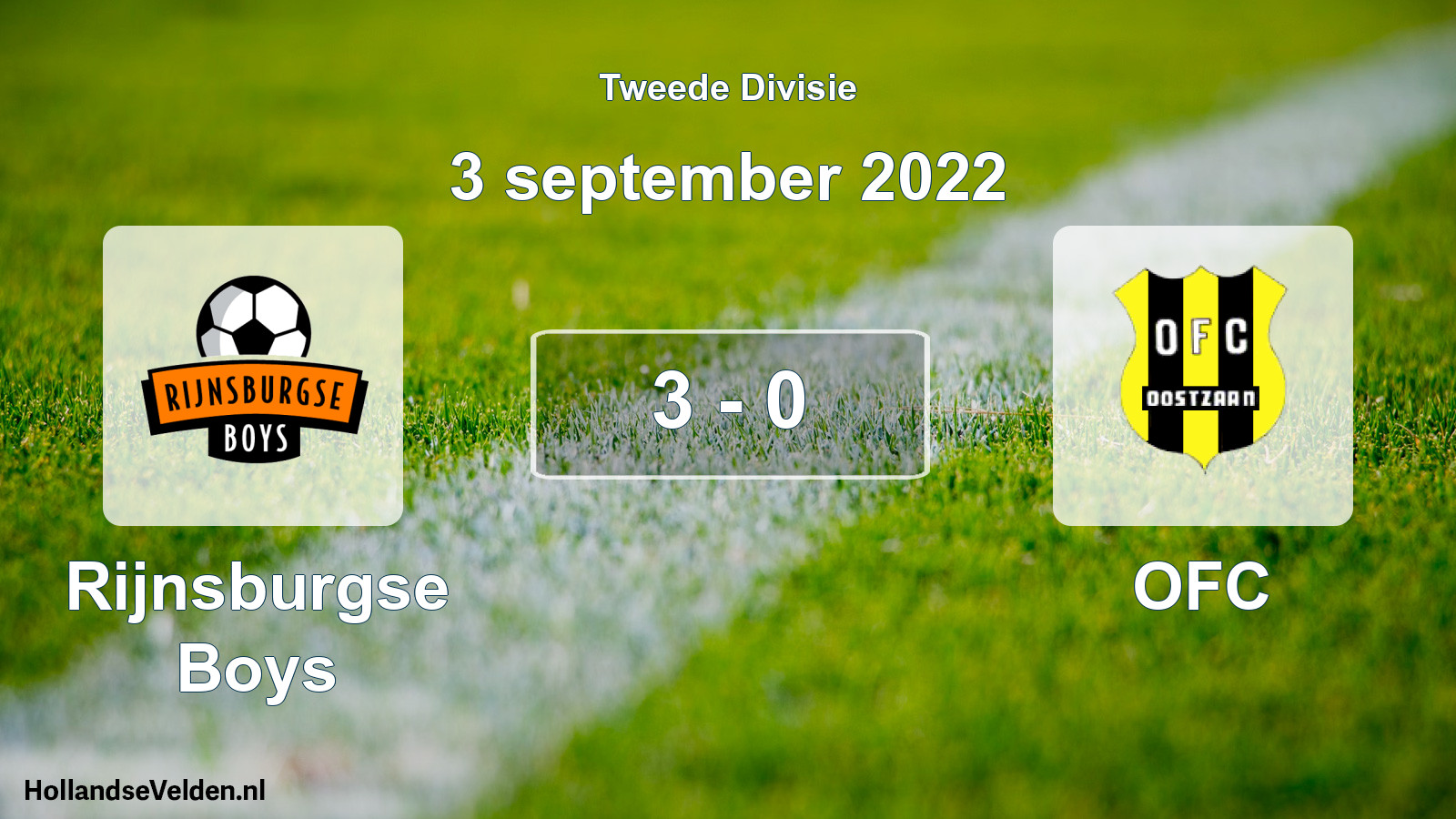 Total number of matches played: Rijnsburgse Boys - OFC 3 - 0 (3 September 2022)