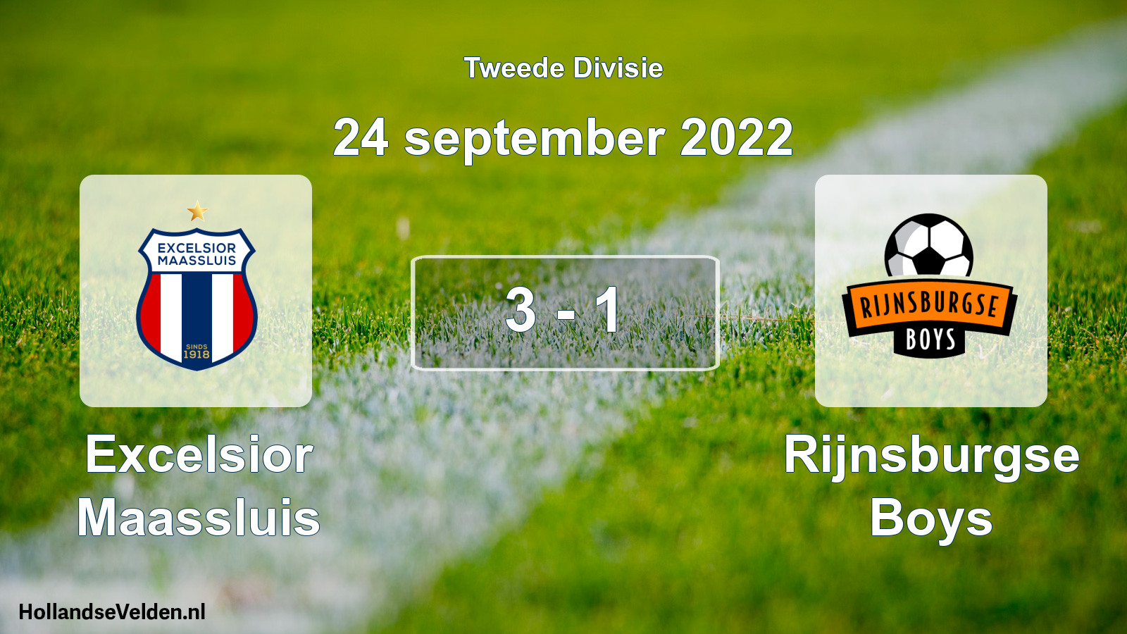 Total number of matches played: Excelsior Maassluis - Rijnsburgse Boys 3 - 1 (24 September 2022)
