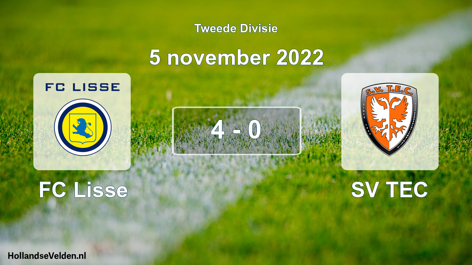 Total number of matches played: FC Lisse - SV TEC 4 - 0 (5 November 2022)