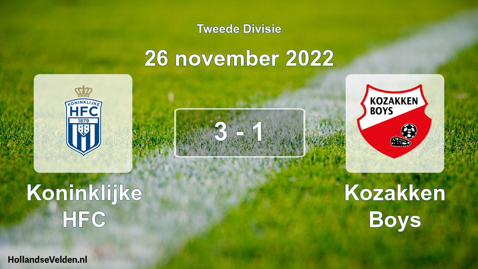 Total number of matches played: Koninklijke HFC - Kozakken Boys 3 - 1 (26 November 2022)
