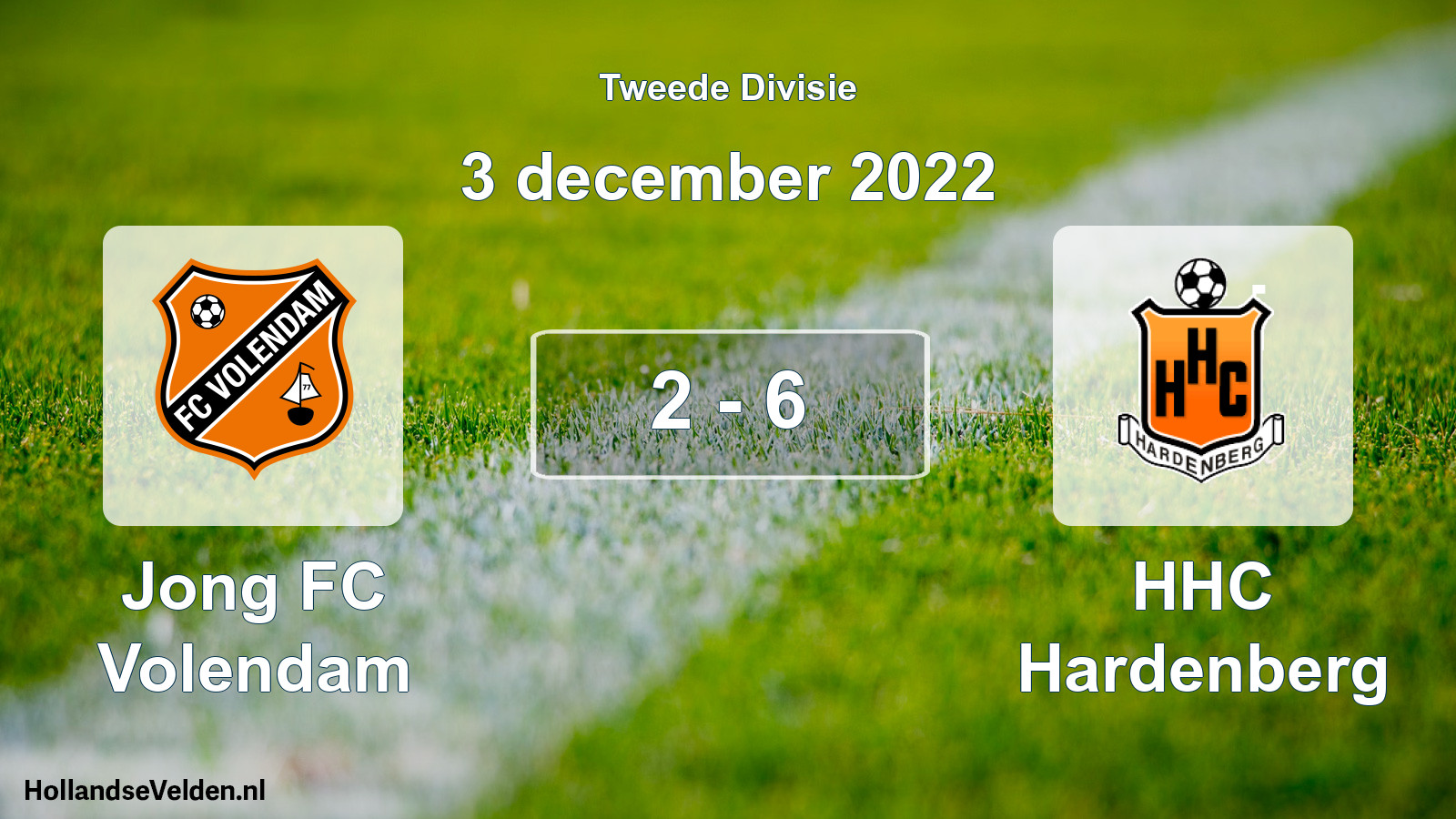 Total number of matches played: Jong FC Volendam - HHC Hardenberg 2 - 6 (3 December 2022)