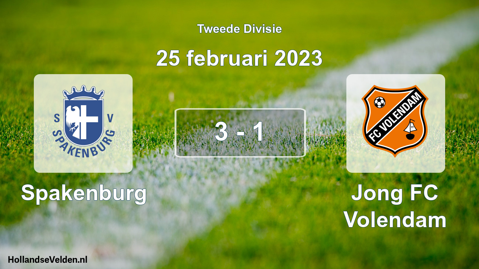 Total number of matches played: Spakenburg - Jong FC Volendam 3 - 1 (25 February 2023)