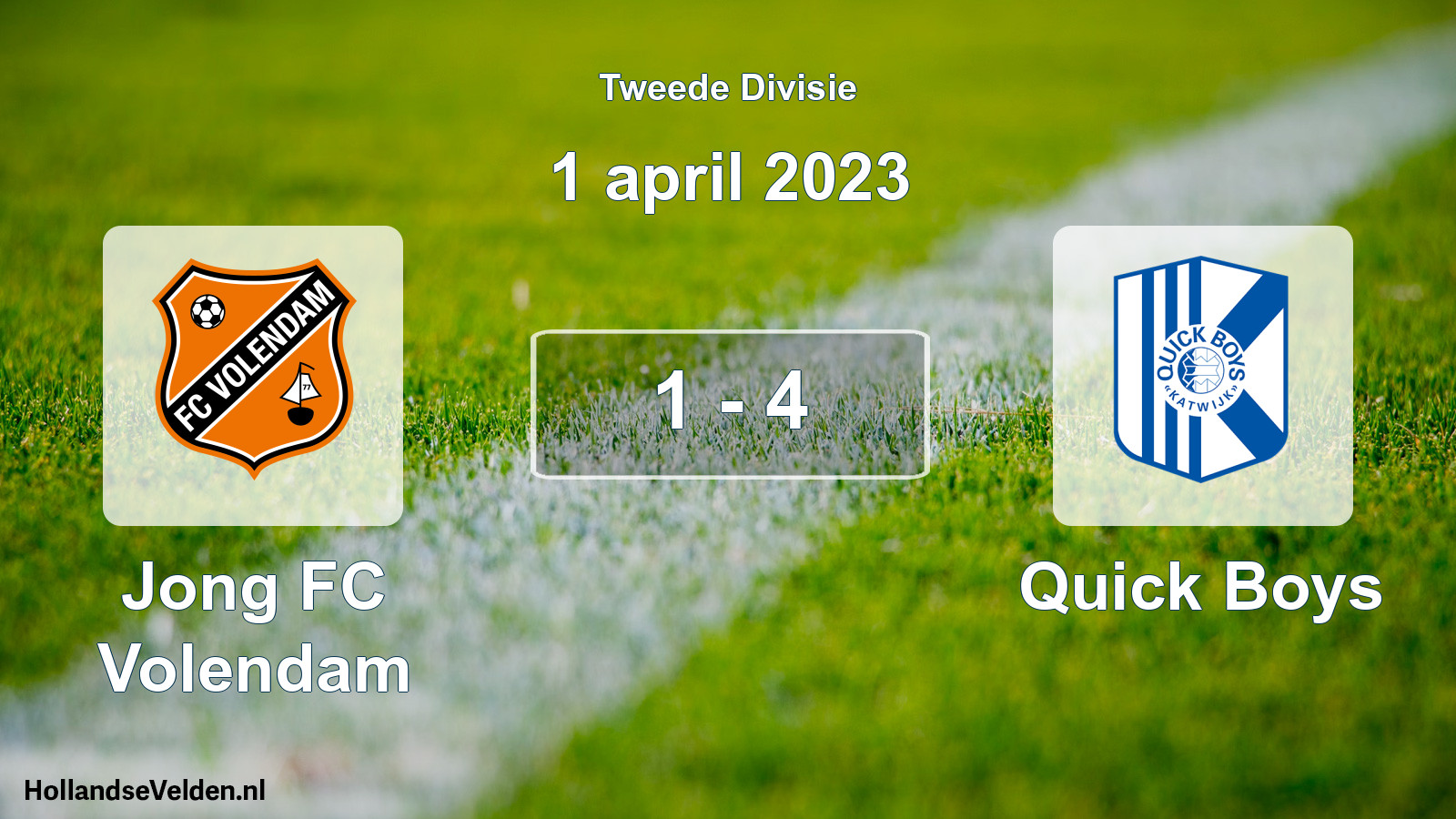 Total number of matches played: Jong FC Volendam - Quick Boys 1 - 4 (1 April 2023)