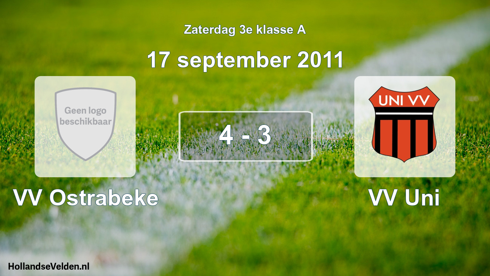 Total number of matches played: VV Ostrabeke - VV Uni 4 - 3 (17 September 2011)