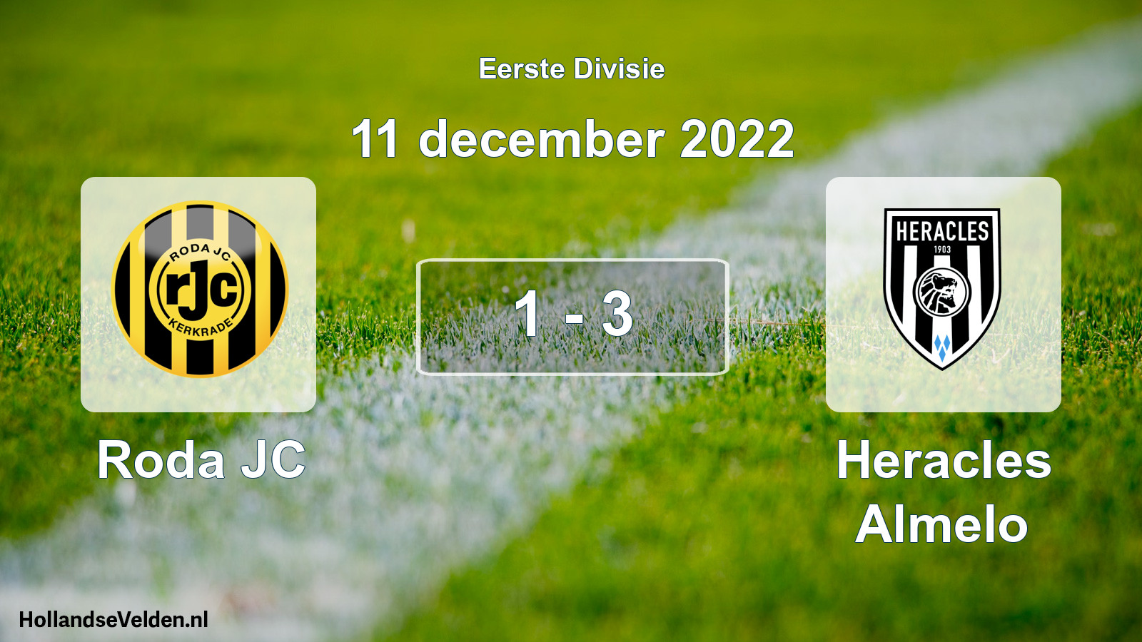 Total number of matches played: Roda JC - Heracles Almelo 1 - 3 (11 December 2022)