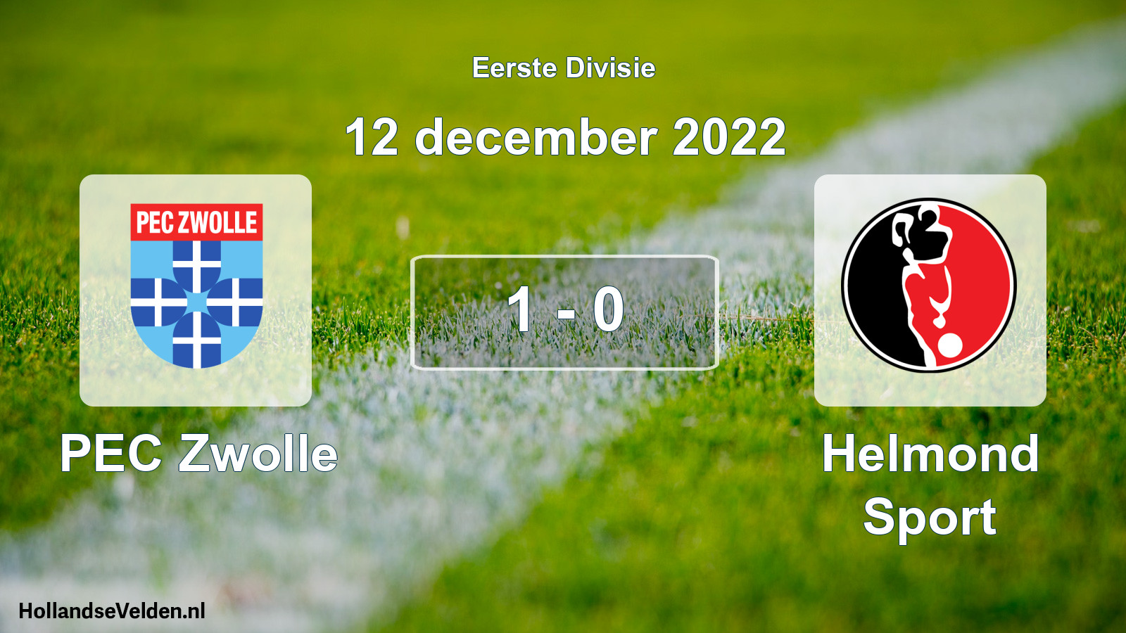 Total number of matches played: PEC Zwolle - Helmond Sport 1 - 0 (12 December 2022)