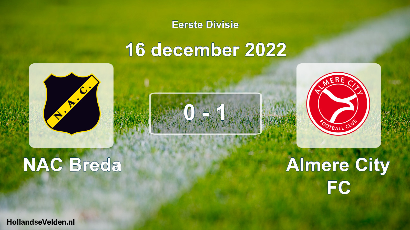 Total number of matches played: NAC Breda - Almere City FC 0 - 1 (16 December 2022)