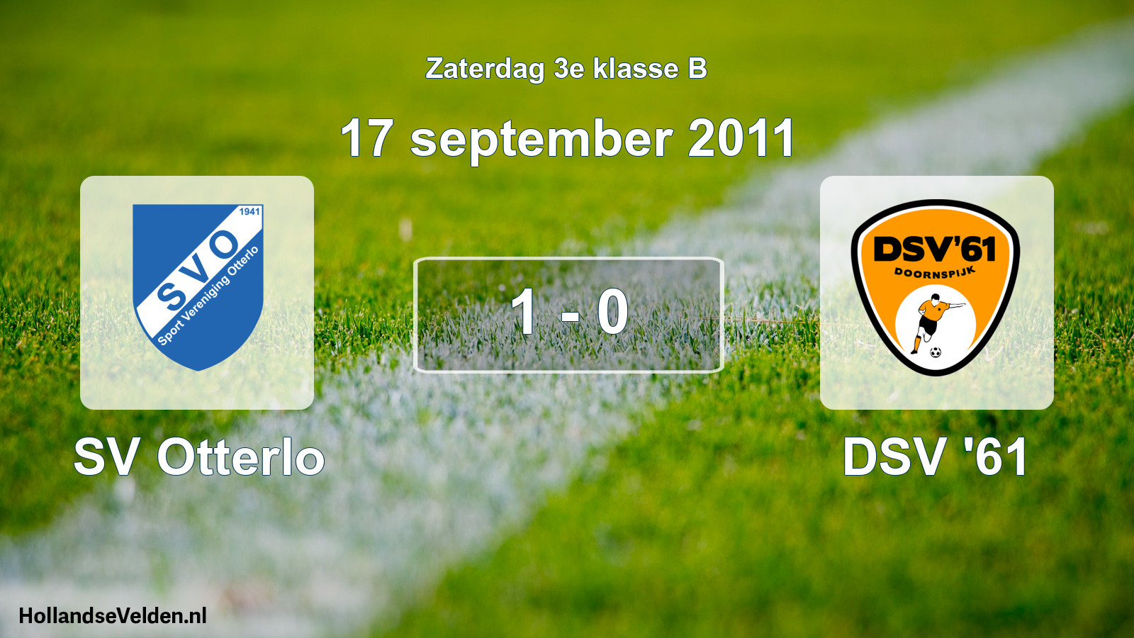 Total number of matches played: SV Otterlo - DSV '61 1 - 0 (17 September 2011)
