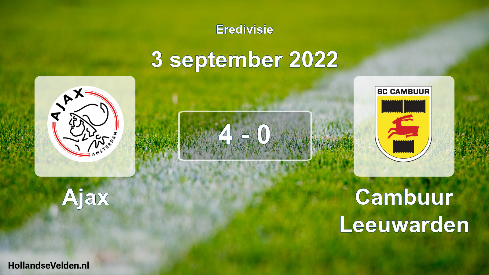 Total number of matches played: Ajax - Cambuur Leeuwarden 4 - 0 (3 September 2022)