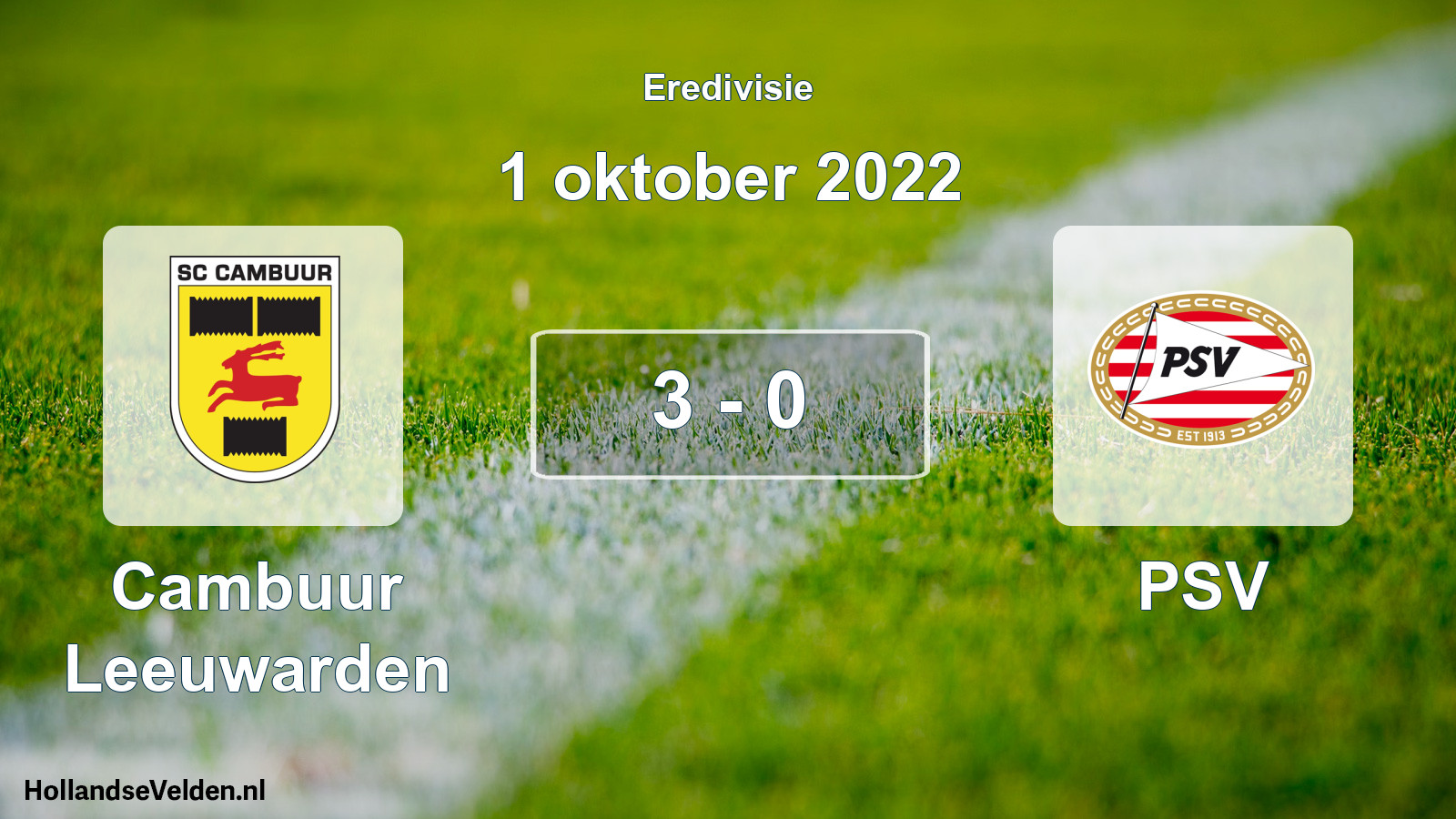 Total number of matches played: Cambuur Leeuwarden - PSV 3 - 0 (1 October 2022)