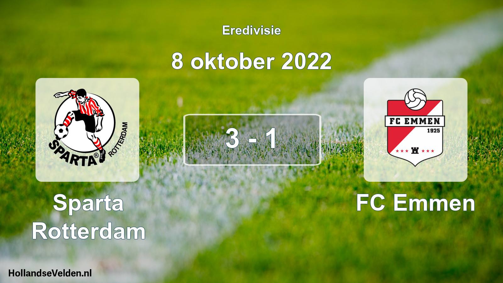 Total number of matches played: Sparta Rotterdam - FC Emmen 3 - 1 (8 October 2022)