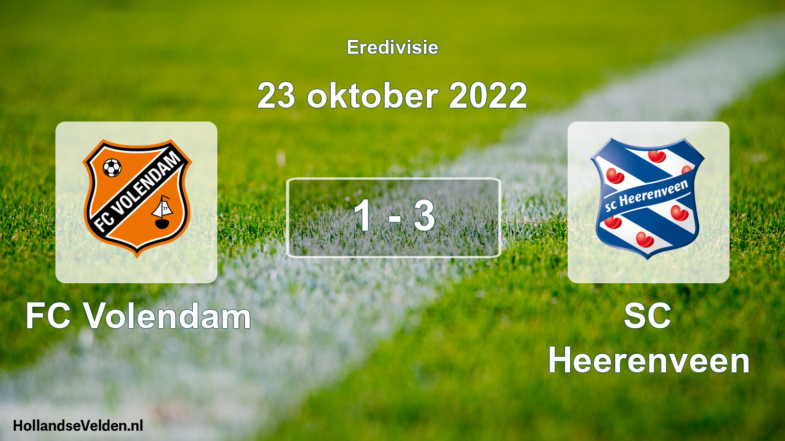 Total number of matches played: FC Volendam - SC Heerenveen 1 - 3 (23 October 2022)