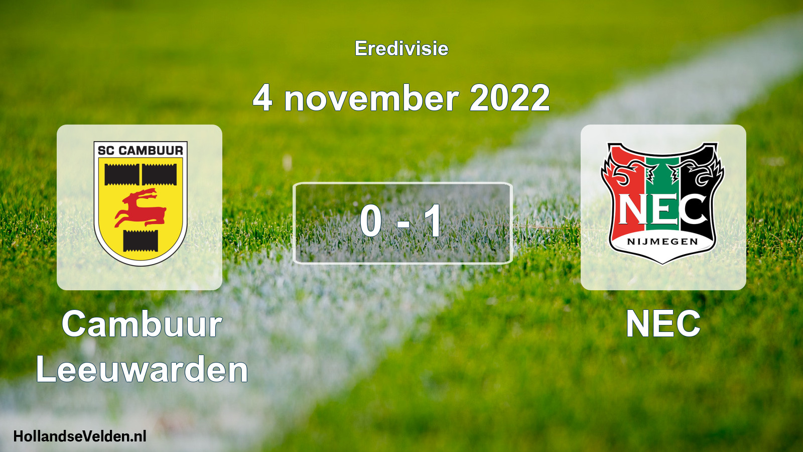Total number of matches played: Cambuur Leeuwarden - NEC 0 - 1 (4 November 2022)