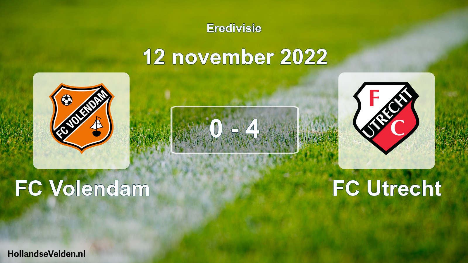 Total number of matches played: FC Volendam - FC Utrecht 0 - 4 (12 November 2022)