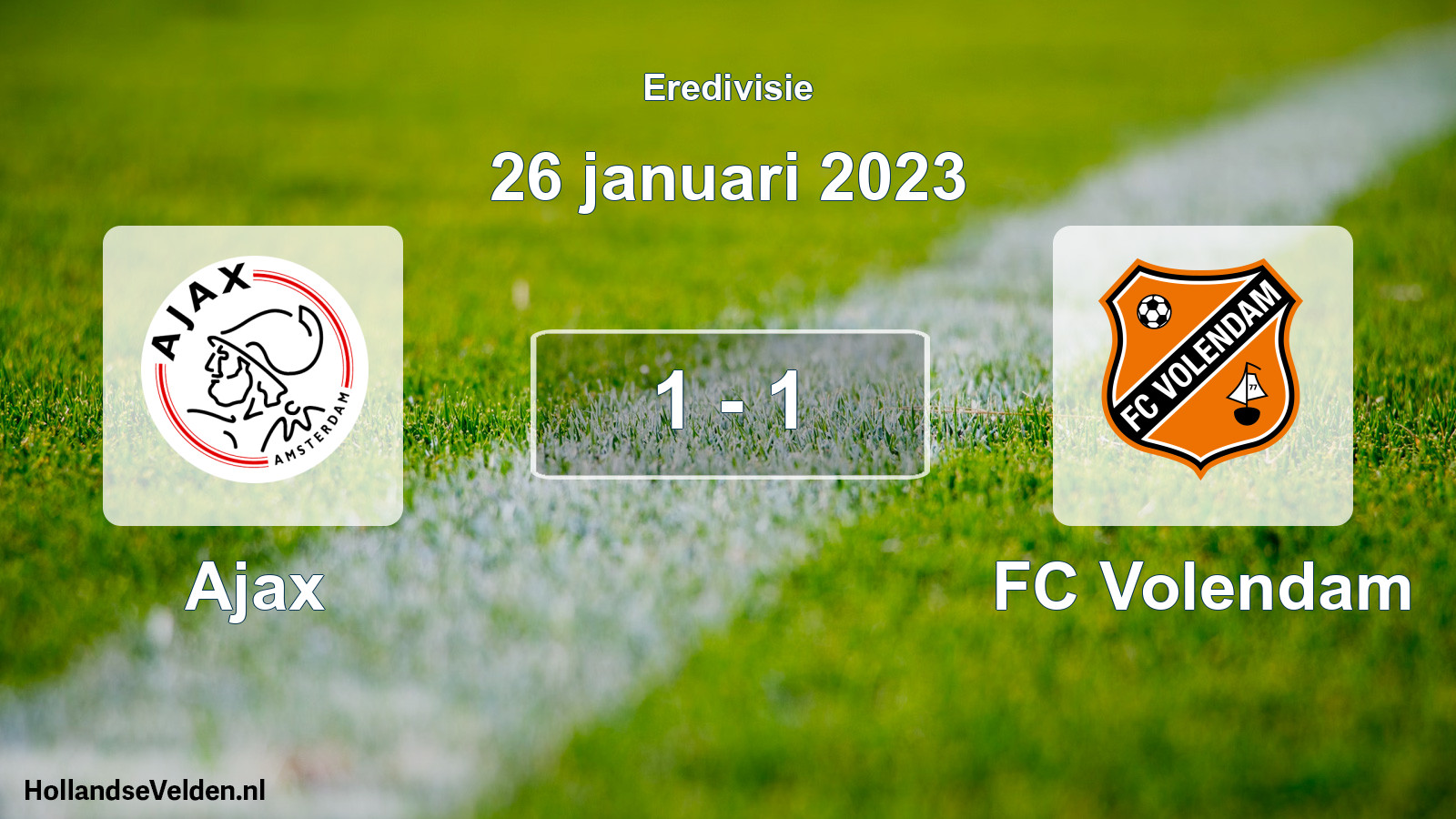 Total number of matches played: Ajax - FC Volendam 1 - 1 (26 January 2023)