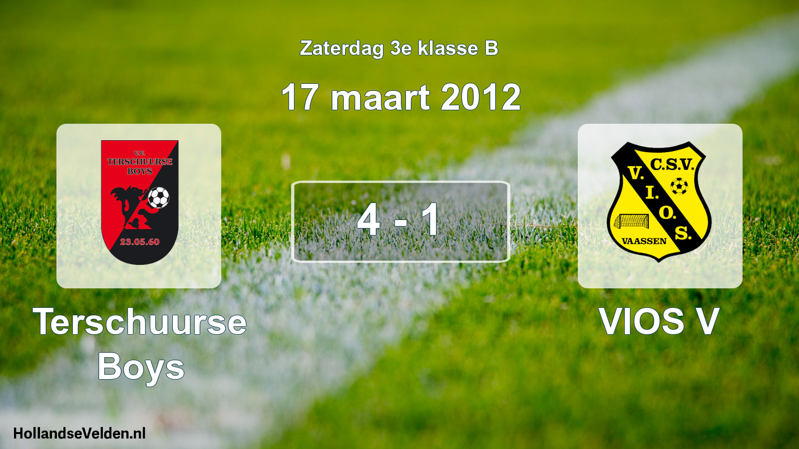 Total number of matches played: Terschuurse Boys - VIOS V 4 - 1 (17 March 2012)