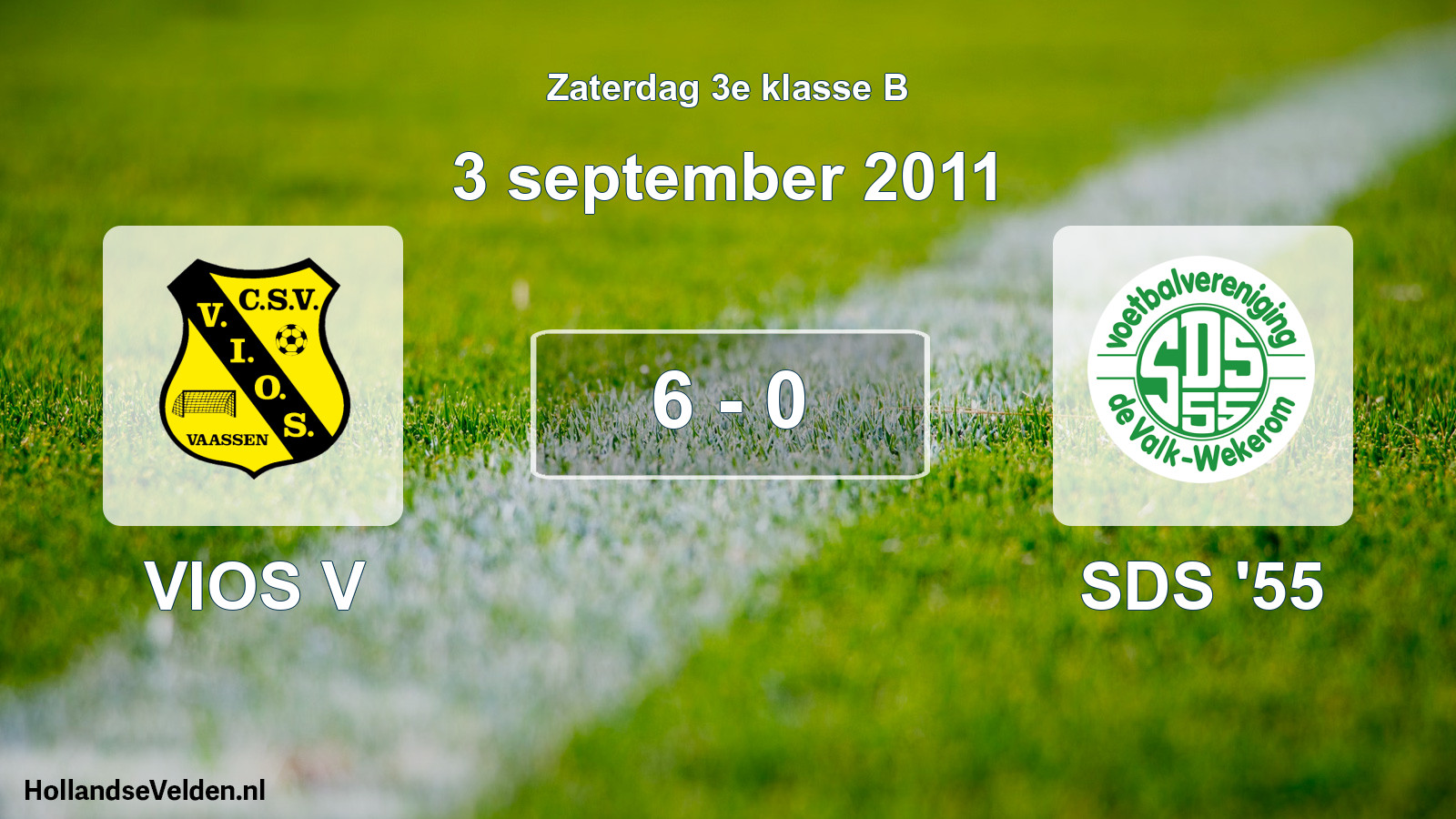 Total number of matches played: VIOS V - SDS '55 6 - 0 (3 September 2011)