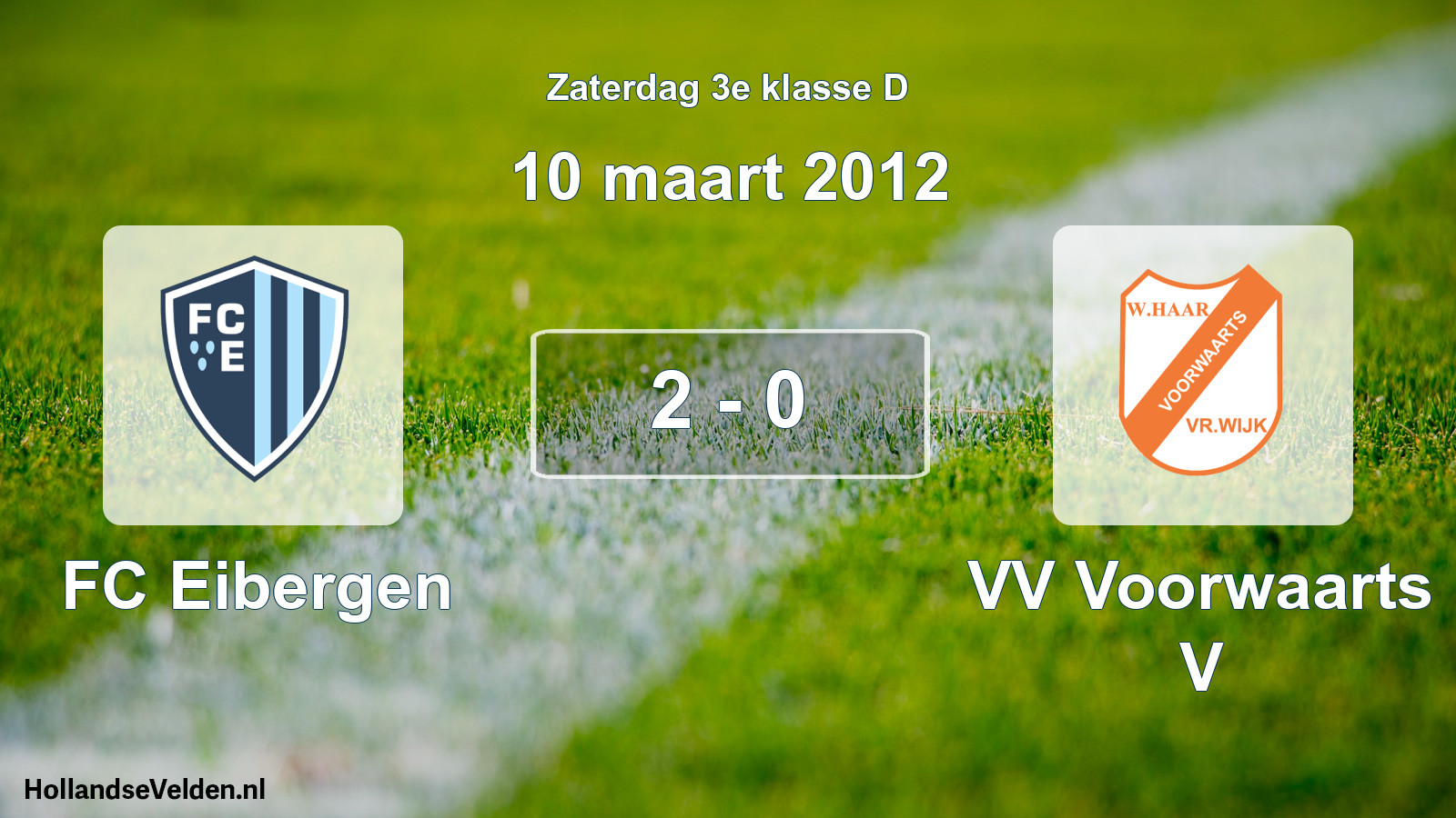 Total number of matches played: FC Eibergen - VV Voorwaarts V 2 - 0 (10 March 2012)