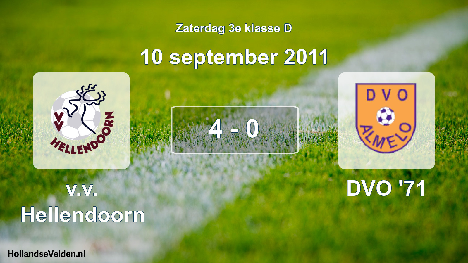 Total number of matches played: v.v. Hellendoorn - DVO '71 4 - 0 (10 September 2011)