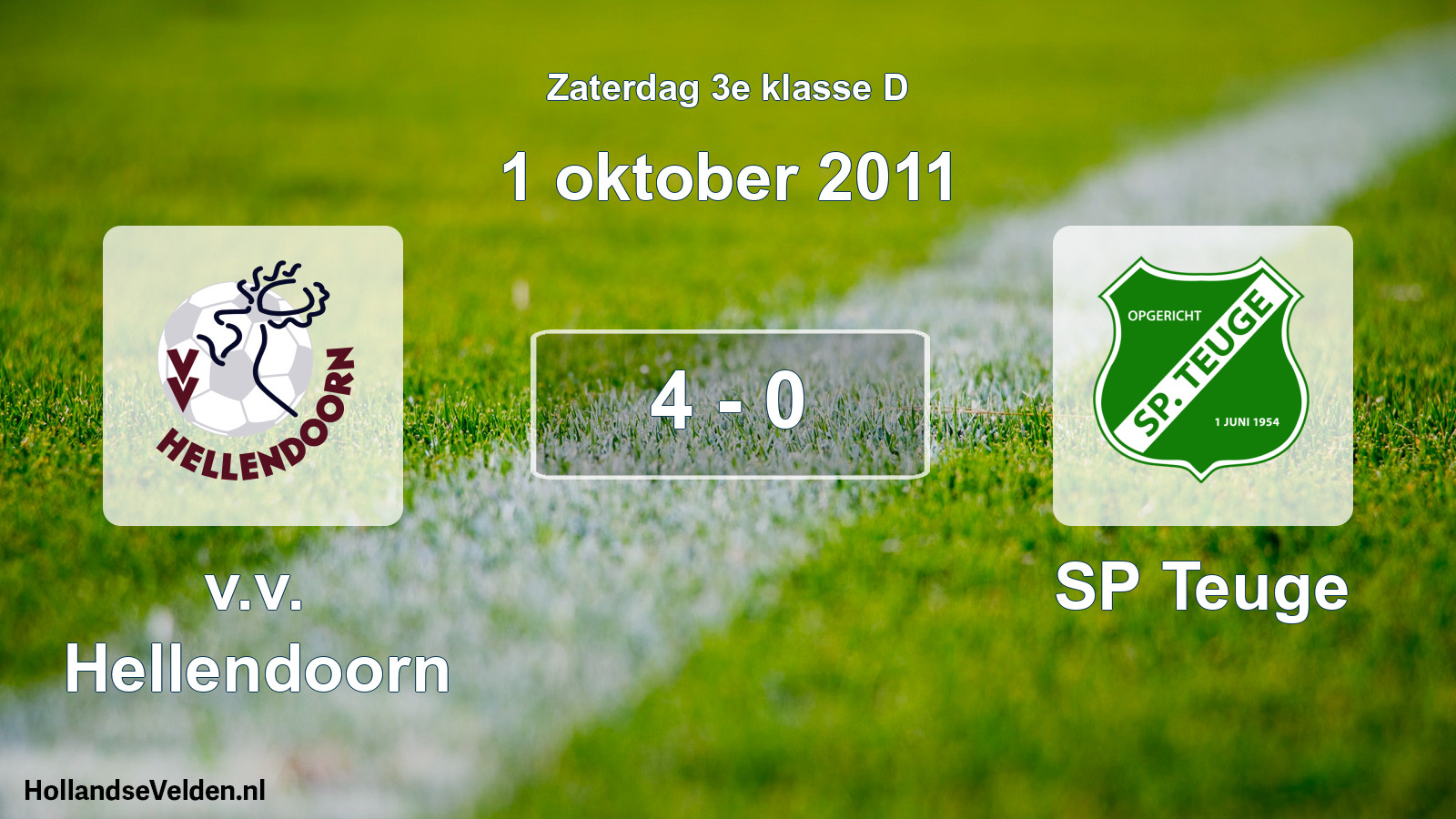Total number of matches played: v.v. Hellendoorn - SP Teuge 4 - 0 (1 October 2011)