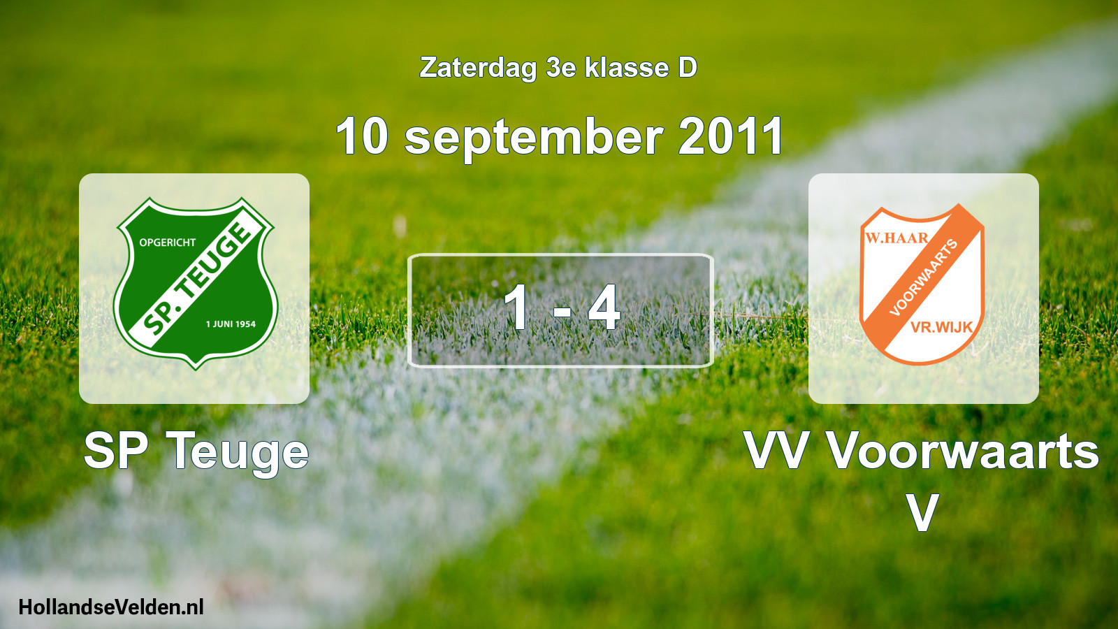 Total number of matches played: SP Teuge - VV Voorwaarts V 1 - 4 (10 September 2011)