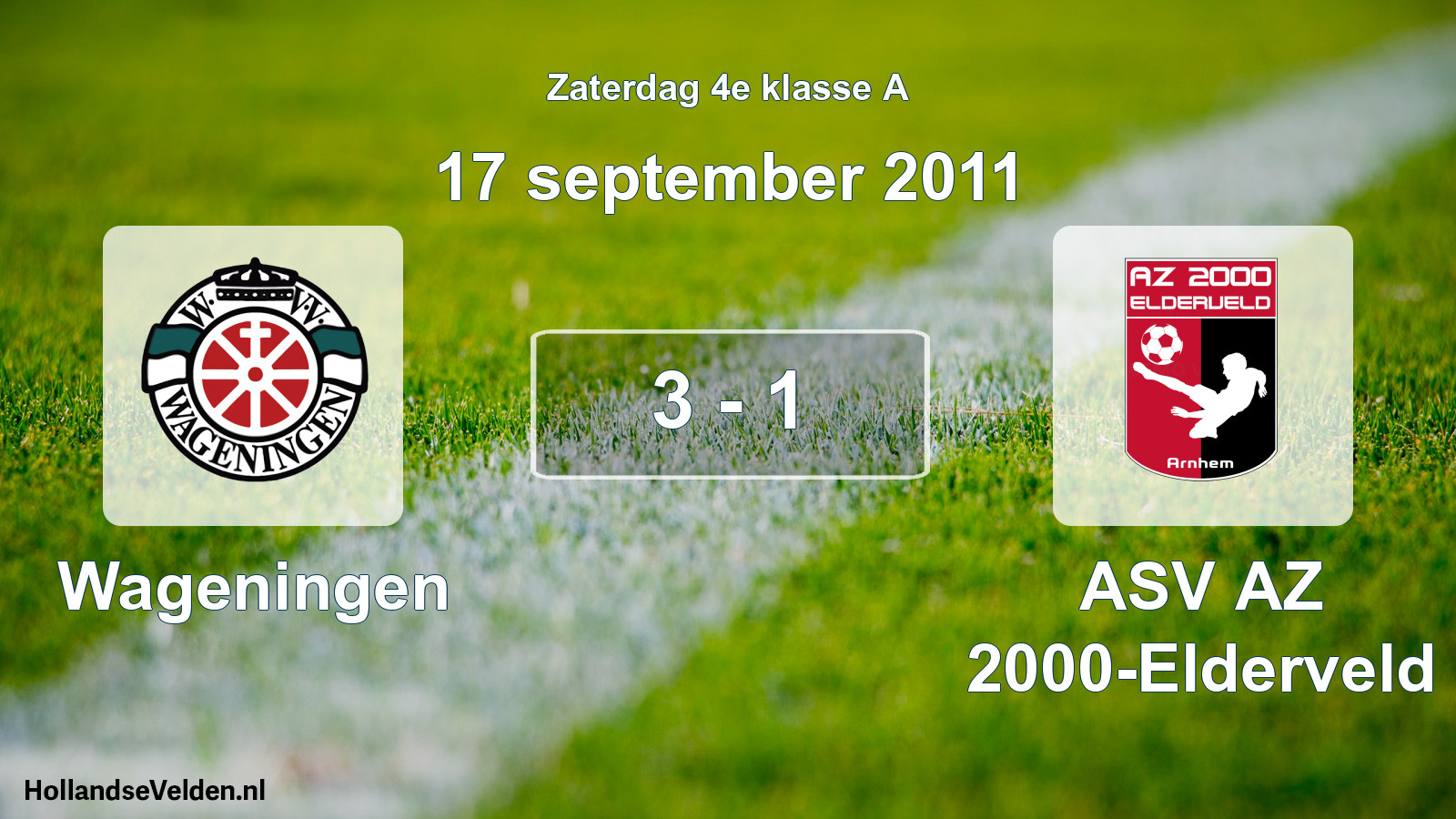 Total number of matches played: Wageningen - ASV AZ 2000-Elderveld 3 - 1 (17 September 2011)
